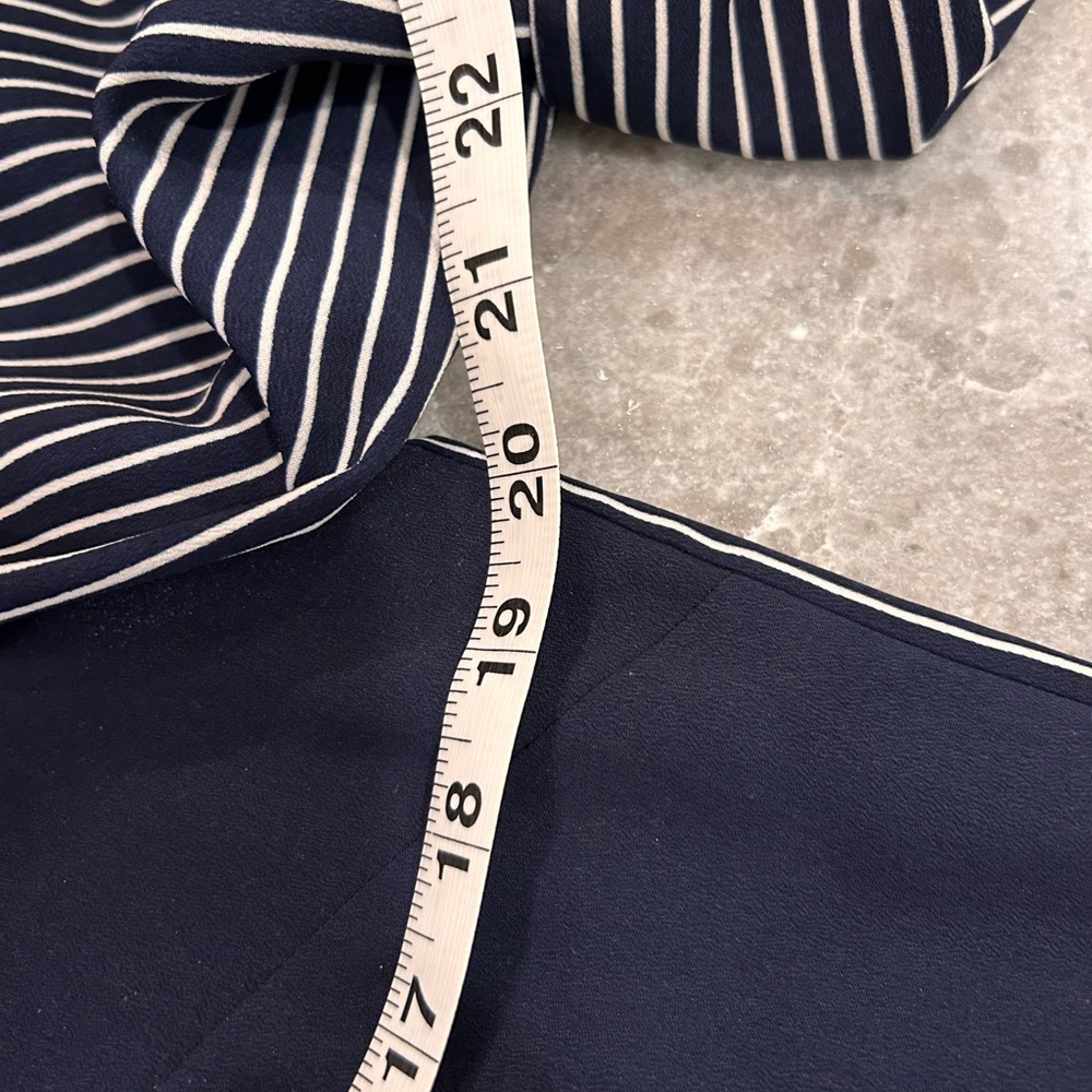 Loft, Button Front, Navy Solid And Striped Dress,… - image 2